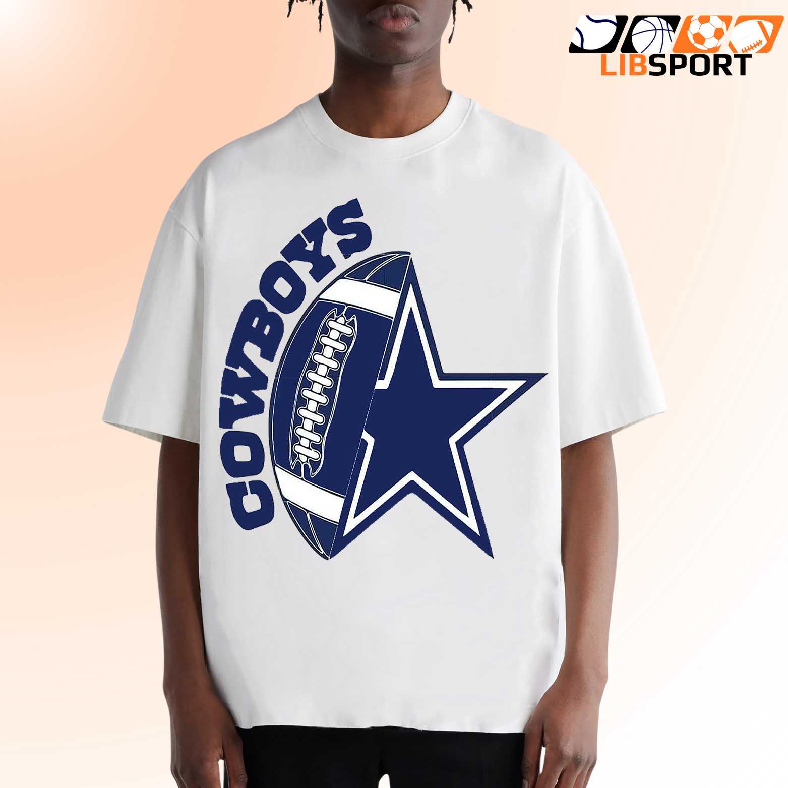 Dallas Cowboys Star And Football Tee, Perfect For Game Day